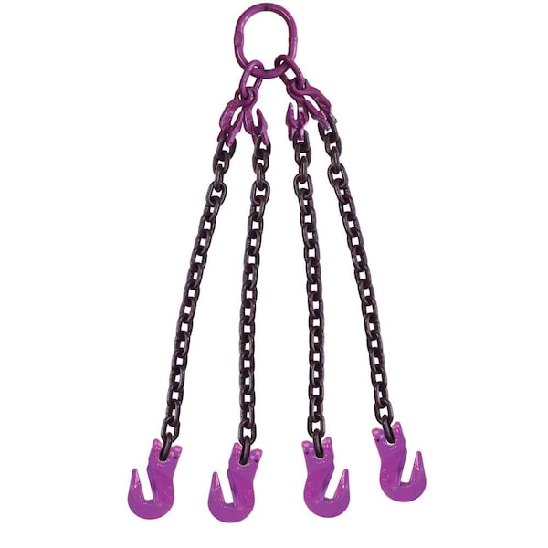 Us Cargo Control 5/8" x 5' - Adjustable 4 Leg Chain Sling w/ Grab Hooks - Grade 100 58G100QOGA-5 - main